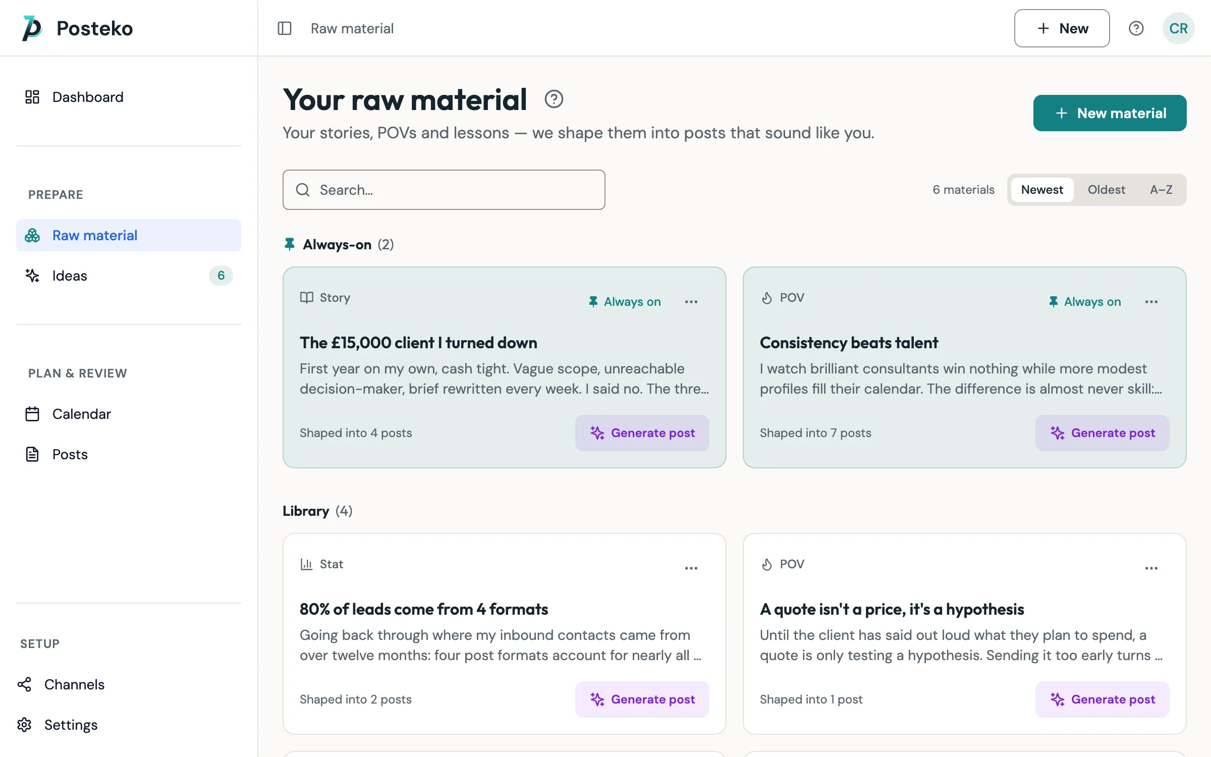 Raw material: stories, points of view and lessons reused across posts